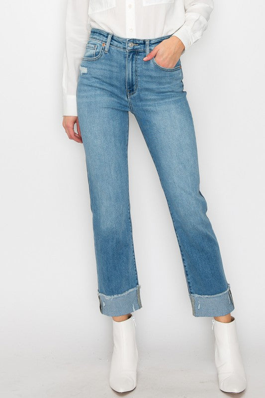 High Rise Straight Jeans - Plus