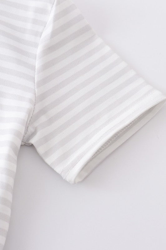 Cow smocked stripe boy shorts set