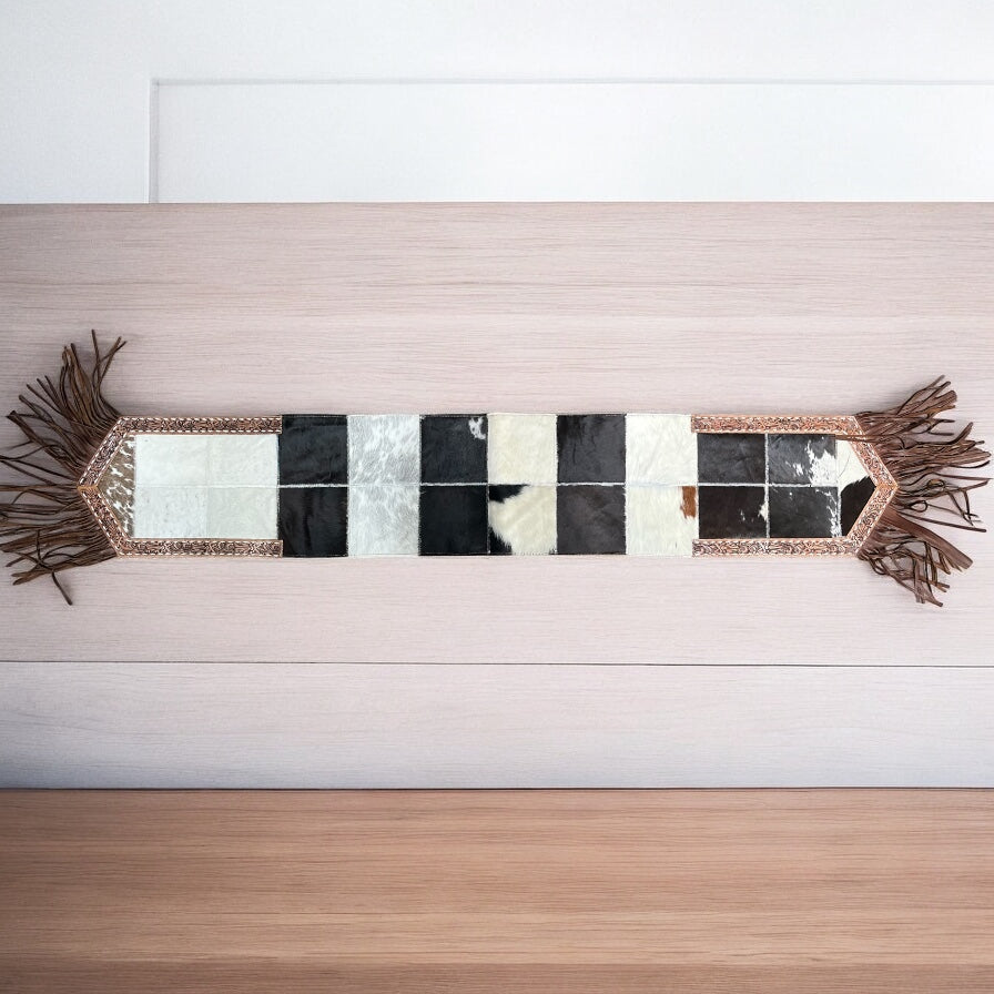 6ft cowhide & hand tooled table runner