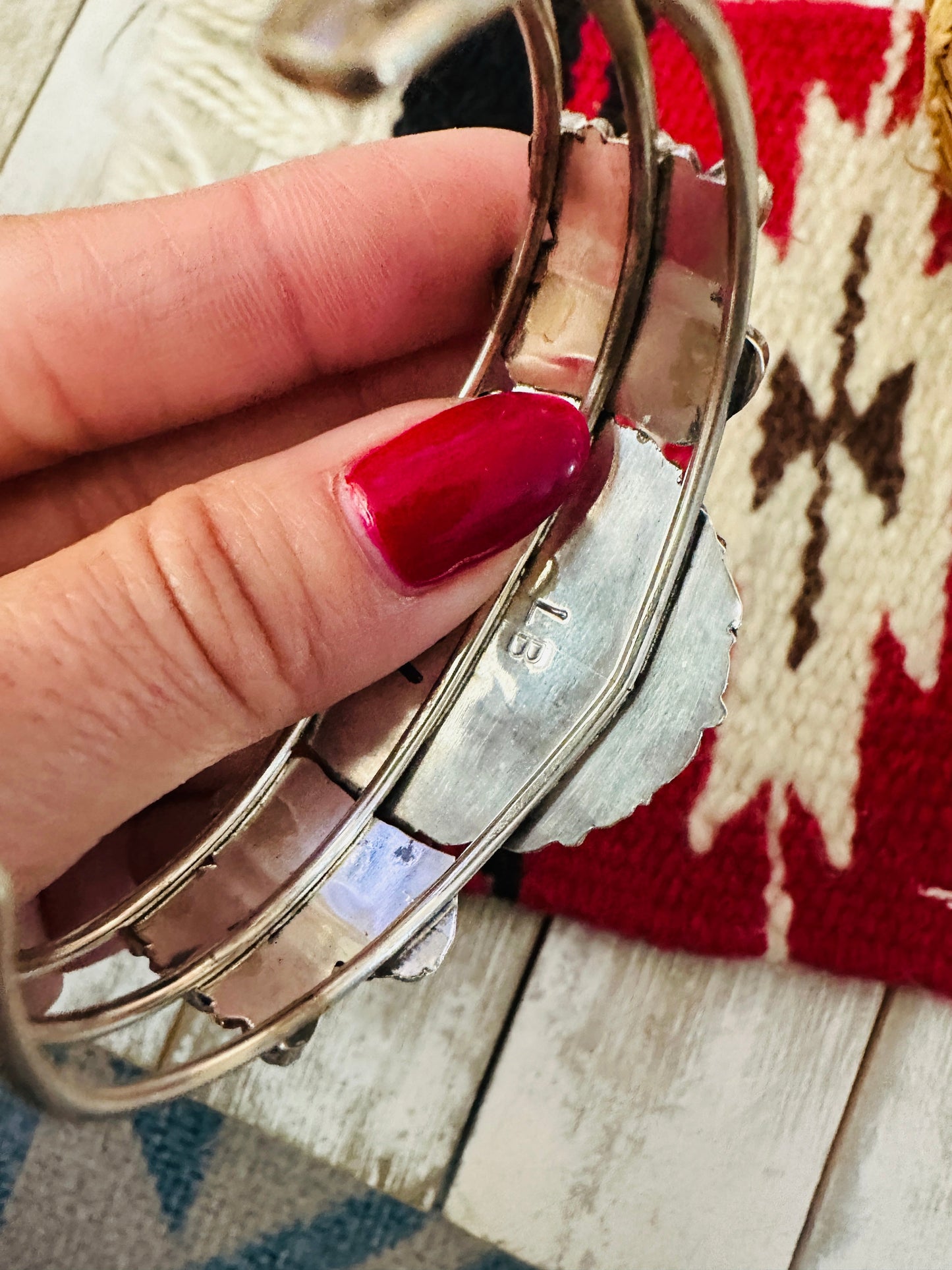 Handcrafted Turquoise & Sterling Silver Cluster Cuff Bracelet