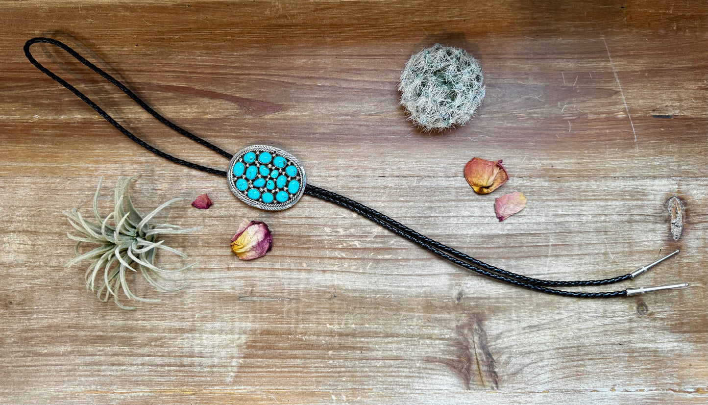 Kingman Turquoise Bolo with Sterling silver
