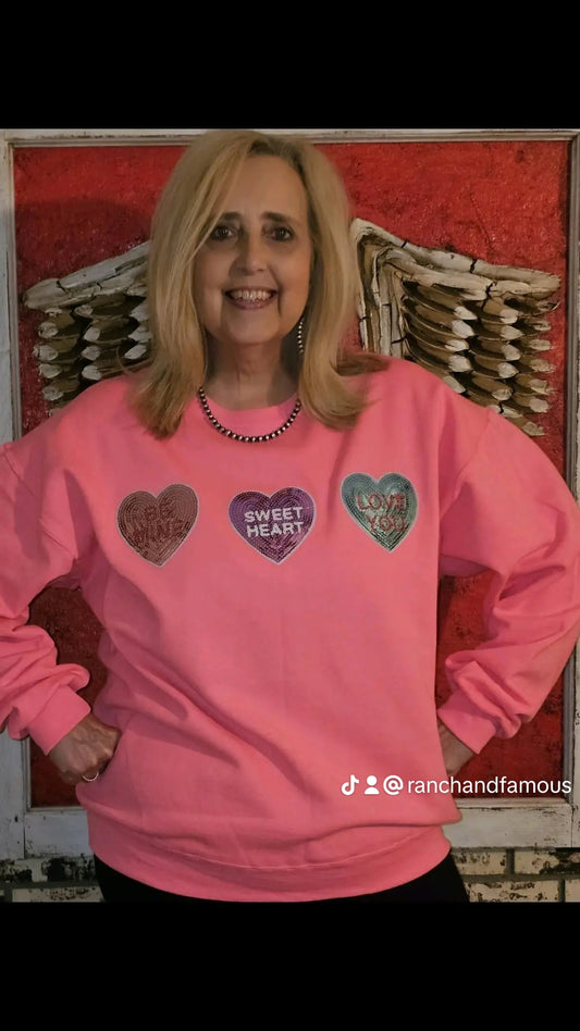 Sequin Hearts Pullover