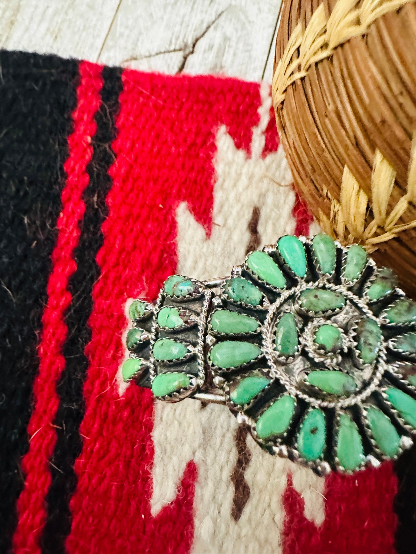 Handcrafted Turquoise & Sterling Silver Cluster Cuff Bracelet