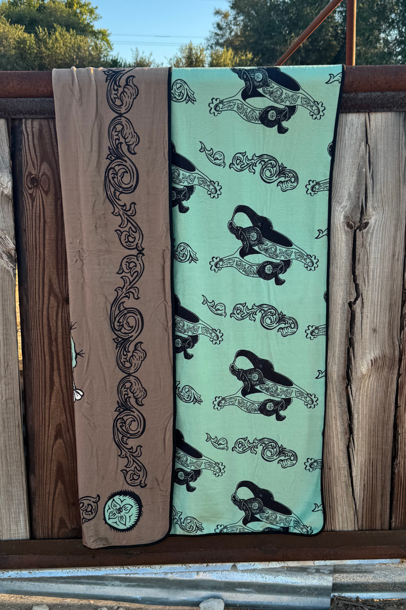 Boots and Burlap Blanket