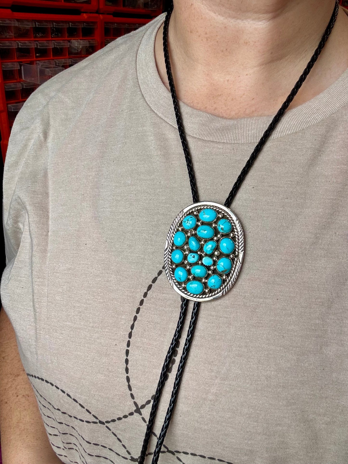 Kingman Turquoise Bolo with Sterling silver