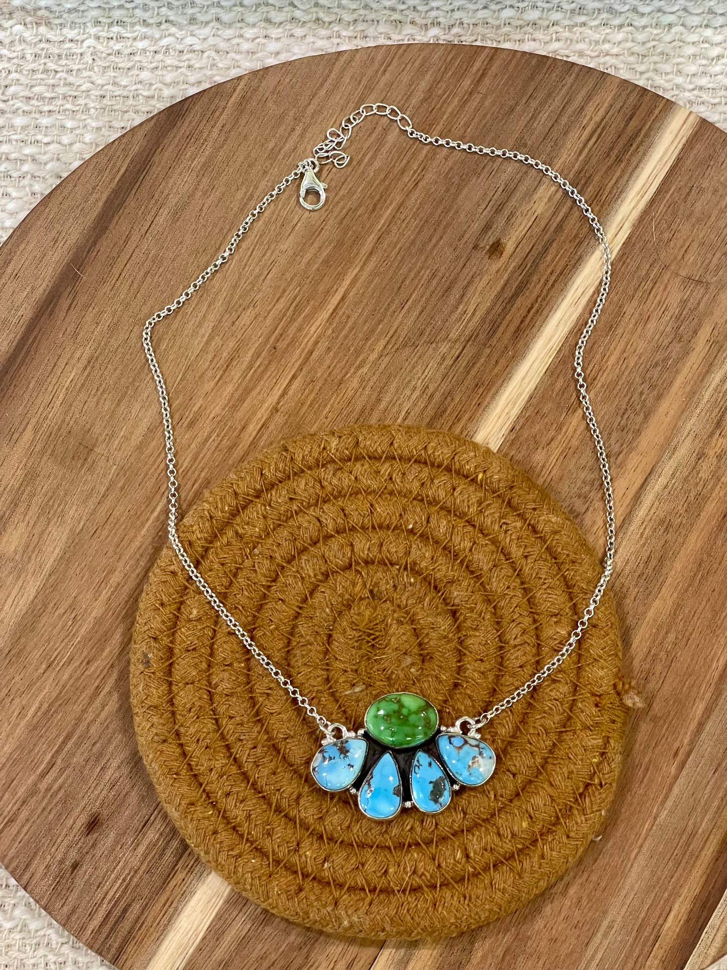 Handcrafted Sterling Silver, Sonoran Mountain Turquoise & Golden Hills Necklace