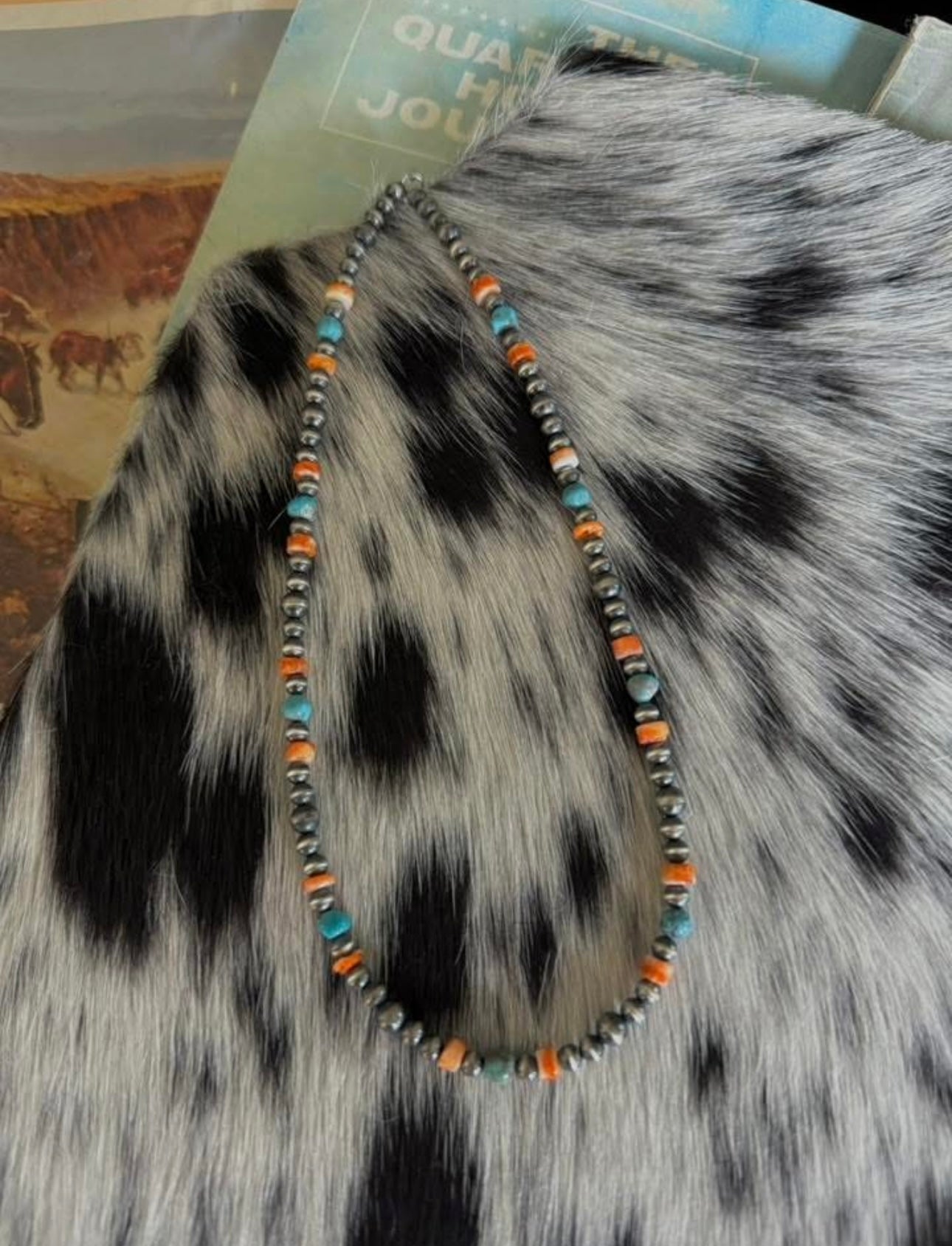Orange Spiny & Turquoise Pearls