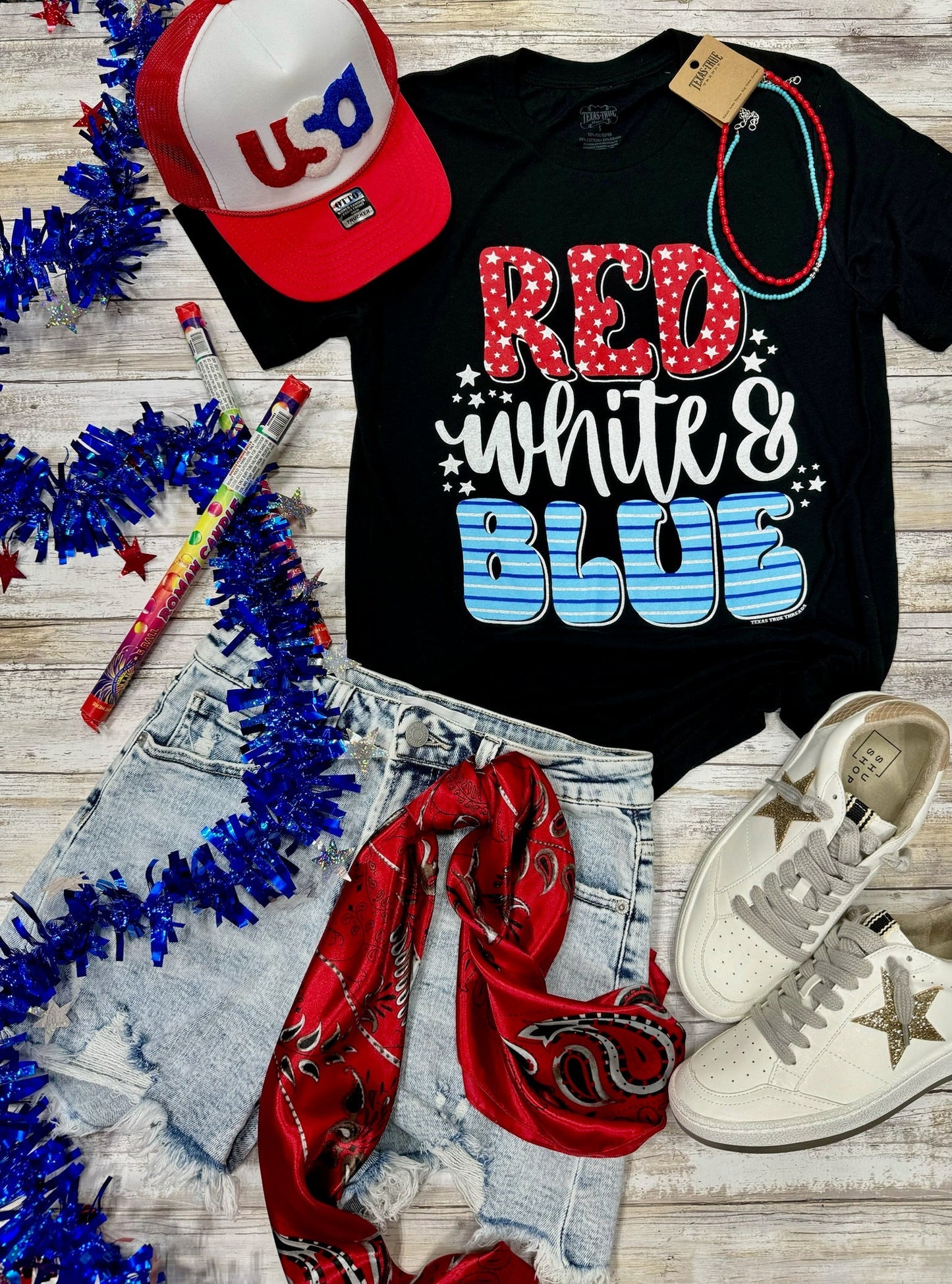 Red, White & Blue V-neck