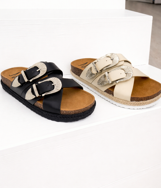 Iris Buckle Sandal in Black