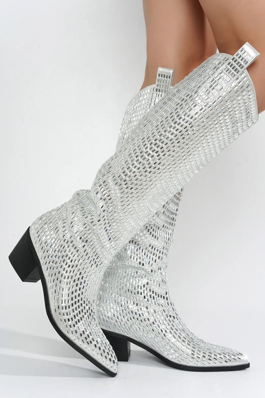 Blazing Boots - Blue or Silver - Cowgirl Sparkle Holiday Western