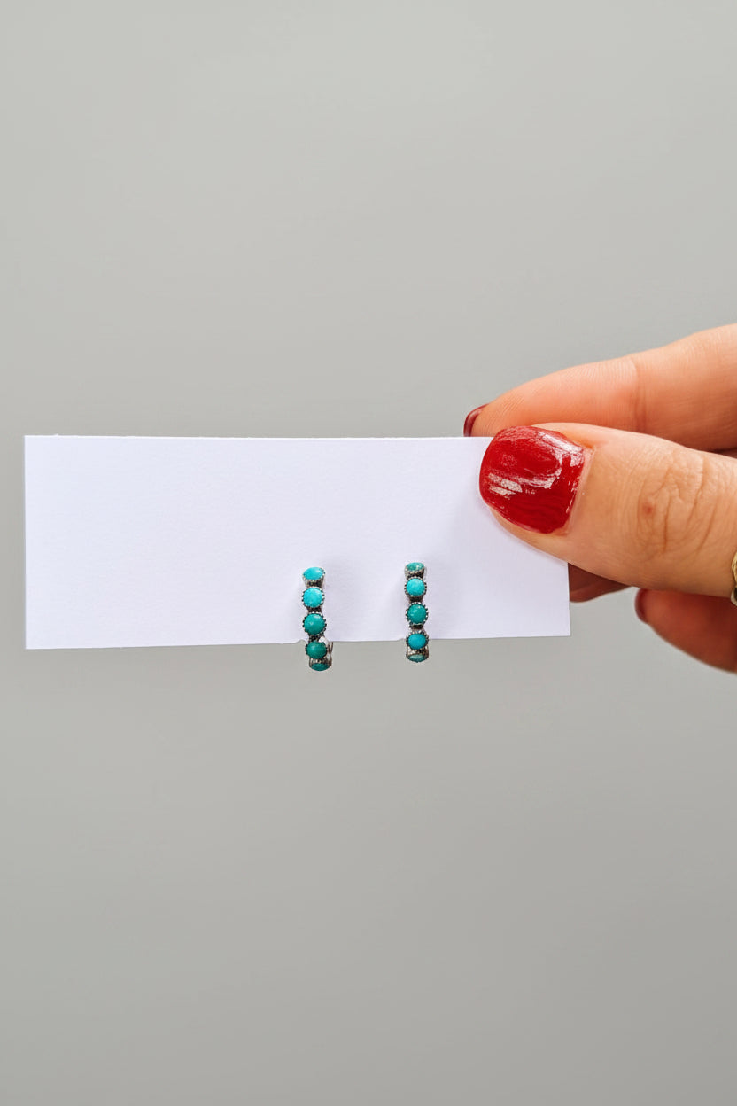Cowlic Turquoise Huggie Hoop Earrings