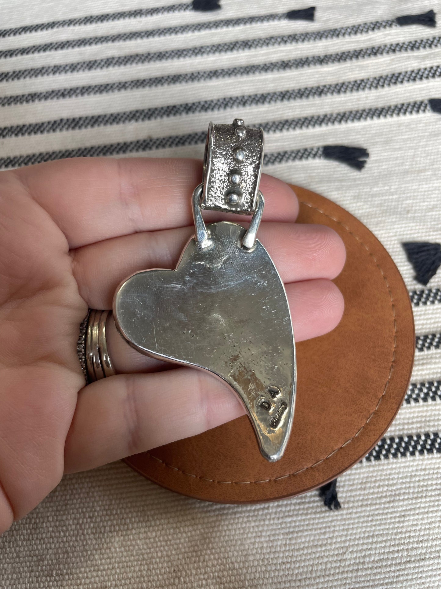 Navajo Sterling Silver Heart Pendant Signed