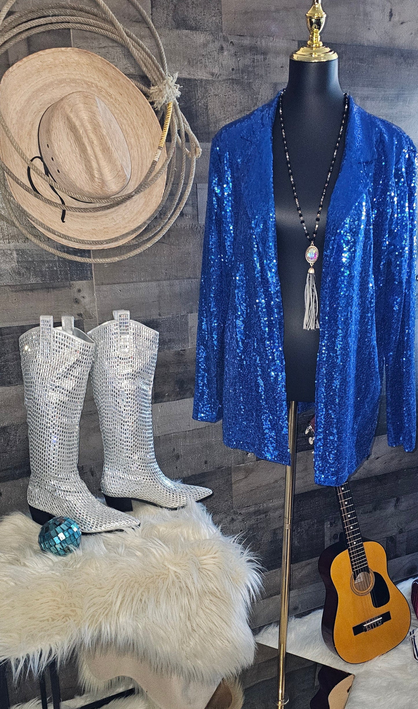 Blazing Boots - Blue or Silver - Cowgirl Sparkle Holiday Western
