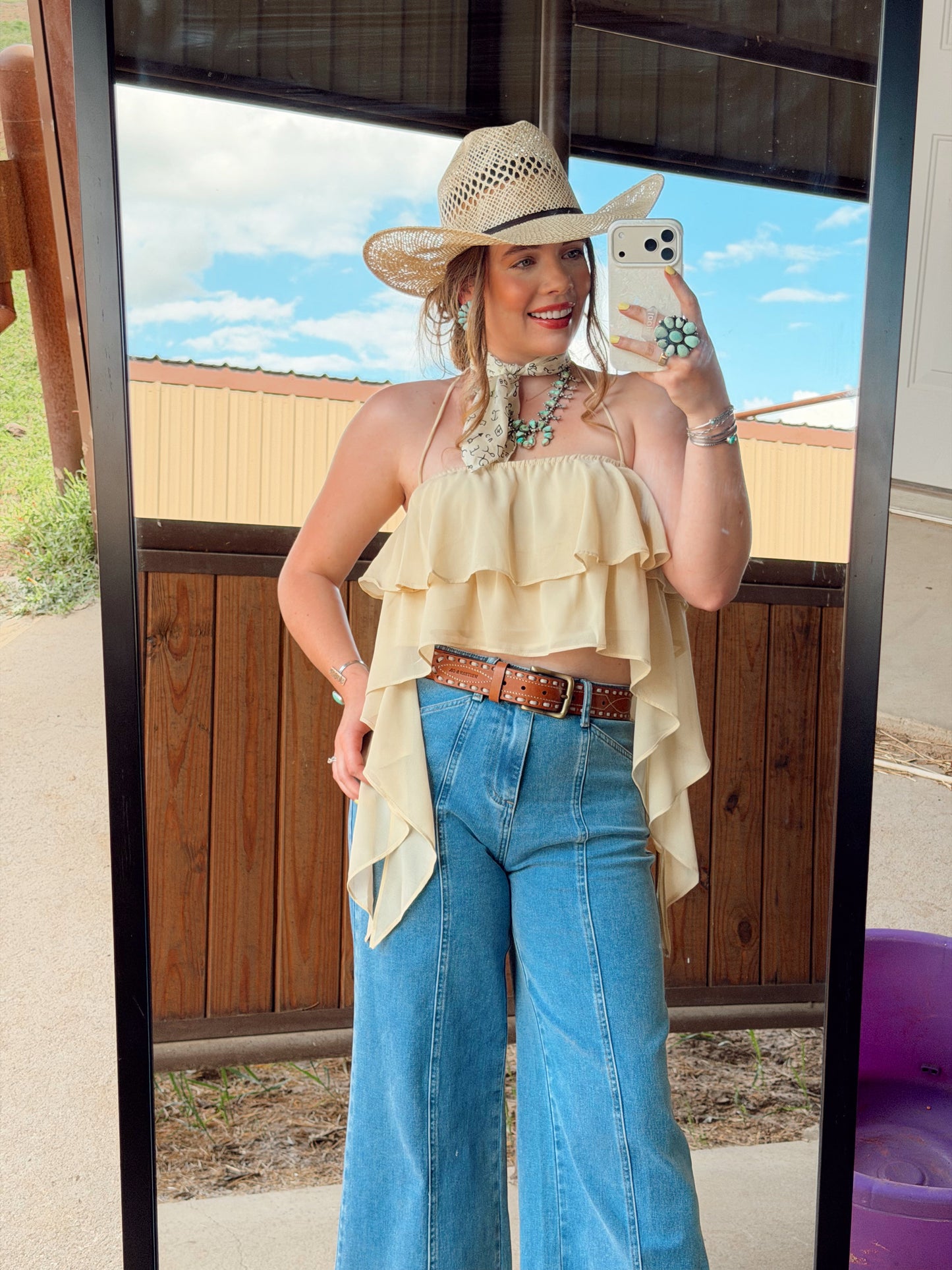 The Bryn Ruffle Halter Top