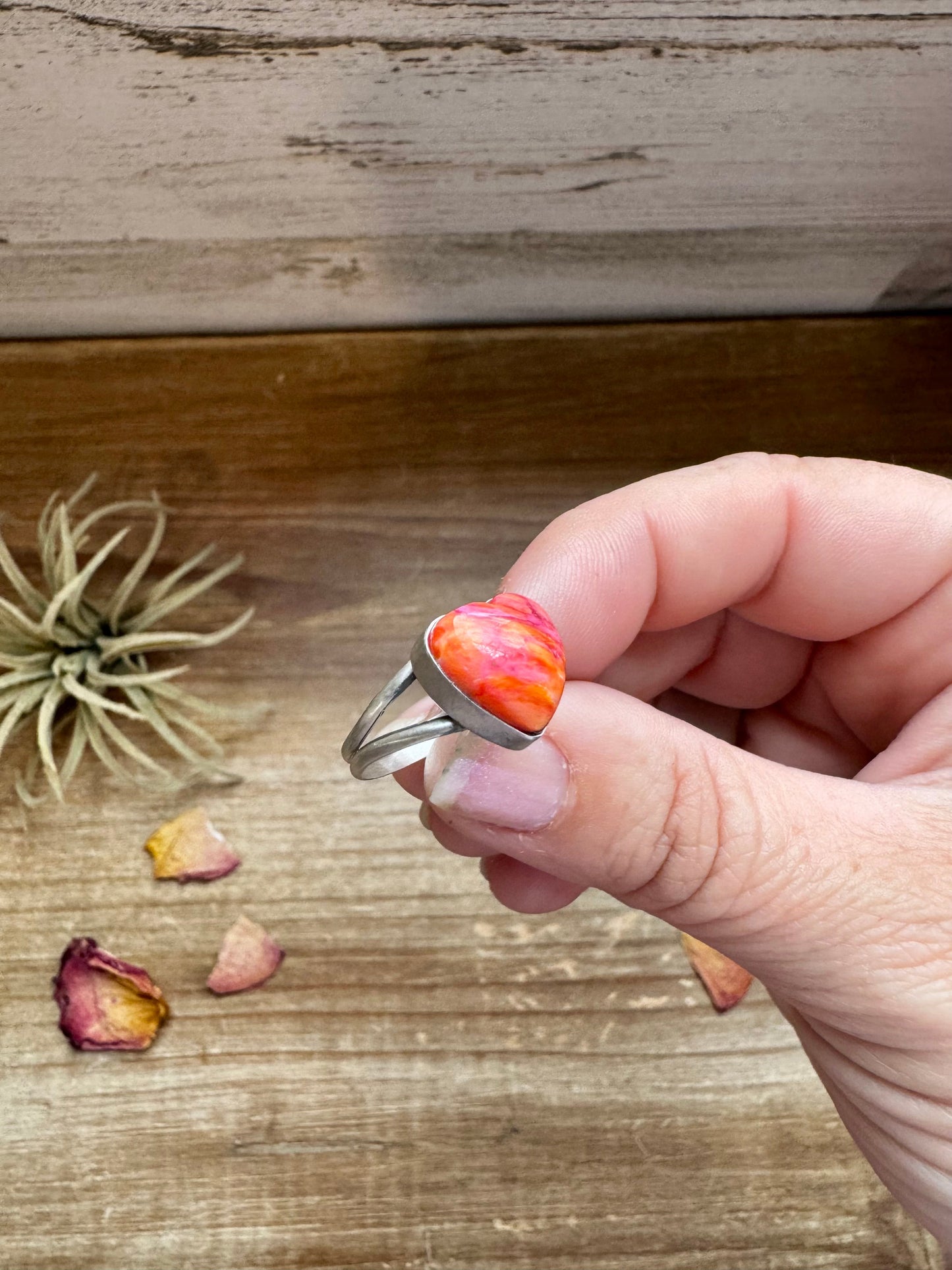 Heart Ring - Size 6 -Dahlia ring and sterling silver IIII