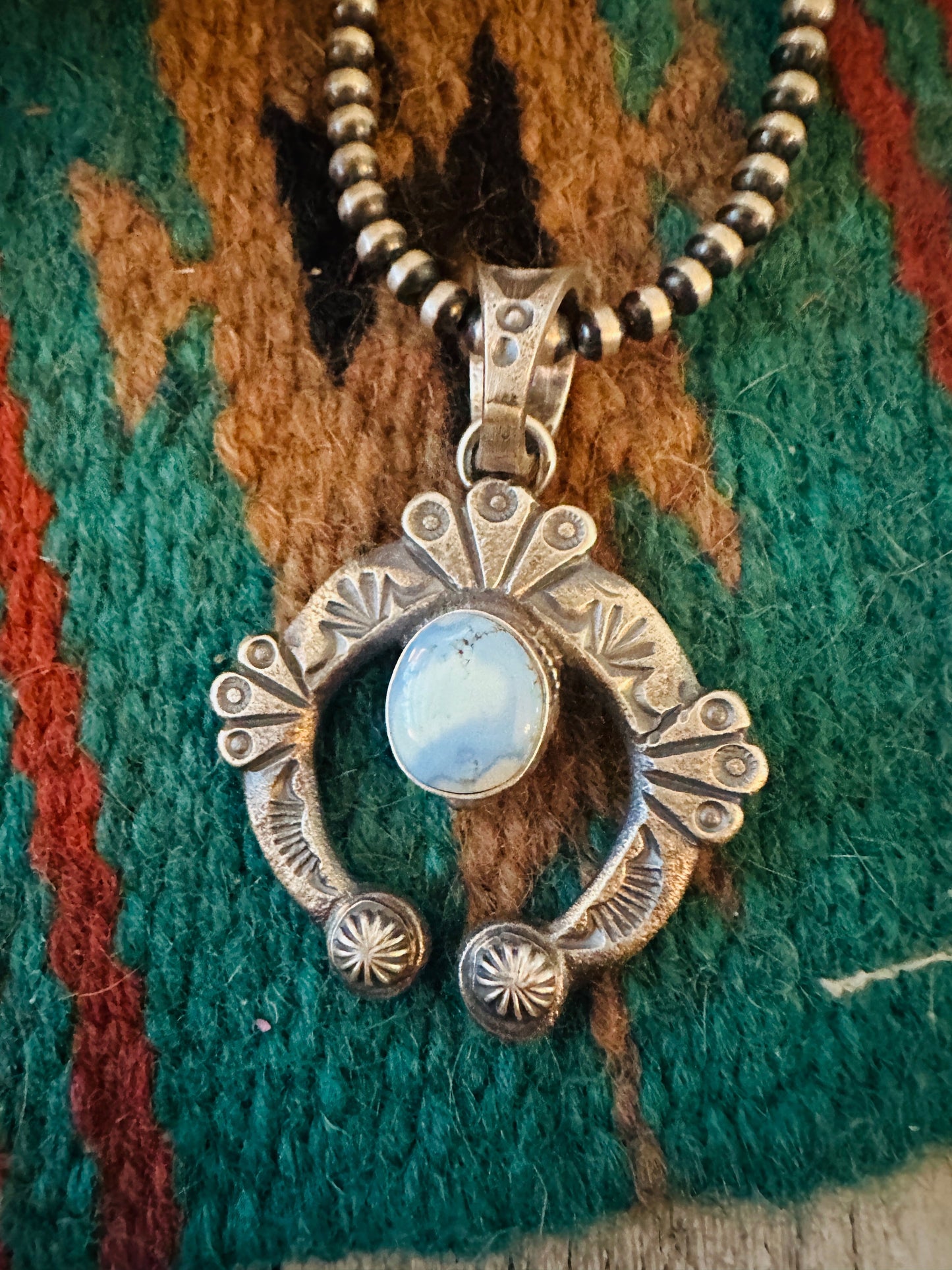 Navajo Sterling Silver & Golden Hills Turquoise Naja Pendant by Kevin Billah