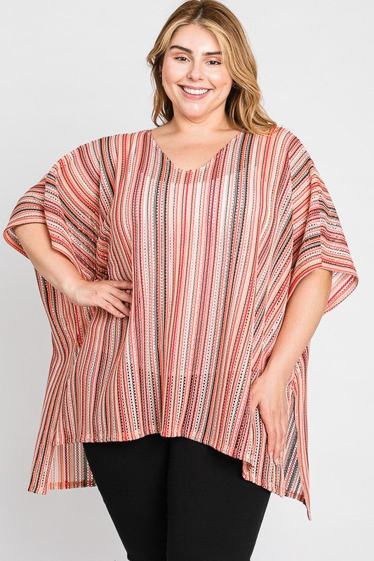 COLORFUL VERTICAL STRIPE PONCHO