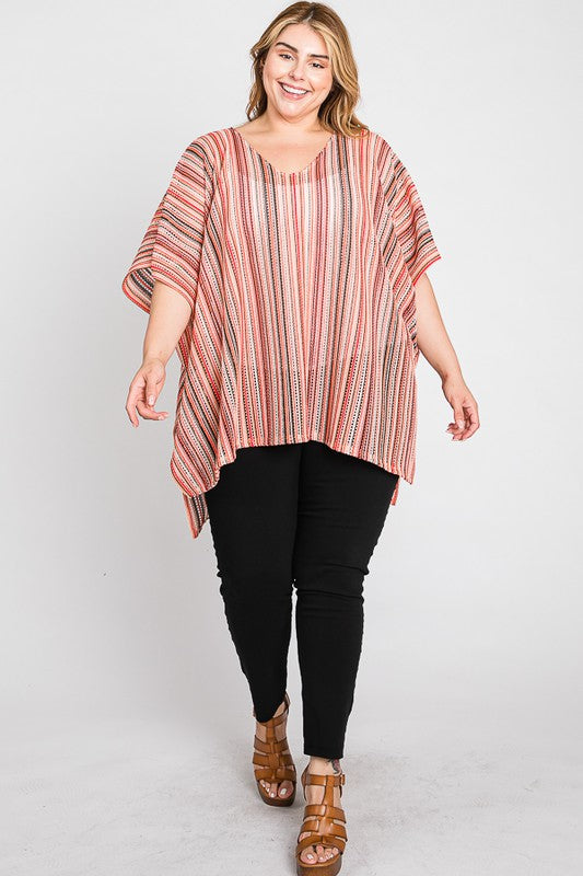 COLORFUL VERTICAL STRIPE PONCHO