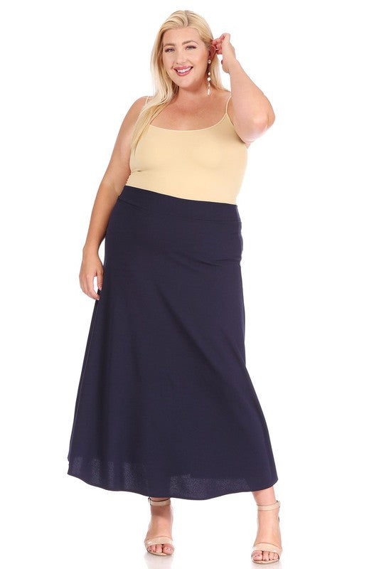 Plus size solid high waisted A line midi skirt Ranch and Famous