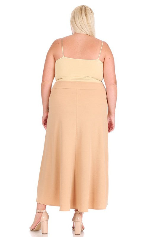 Plus size hotsell camel midi skirt