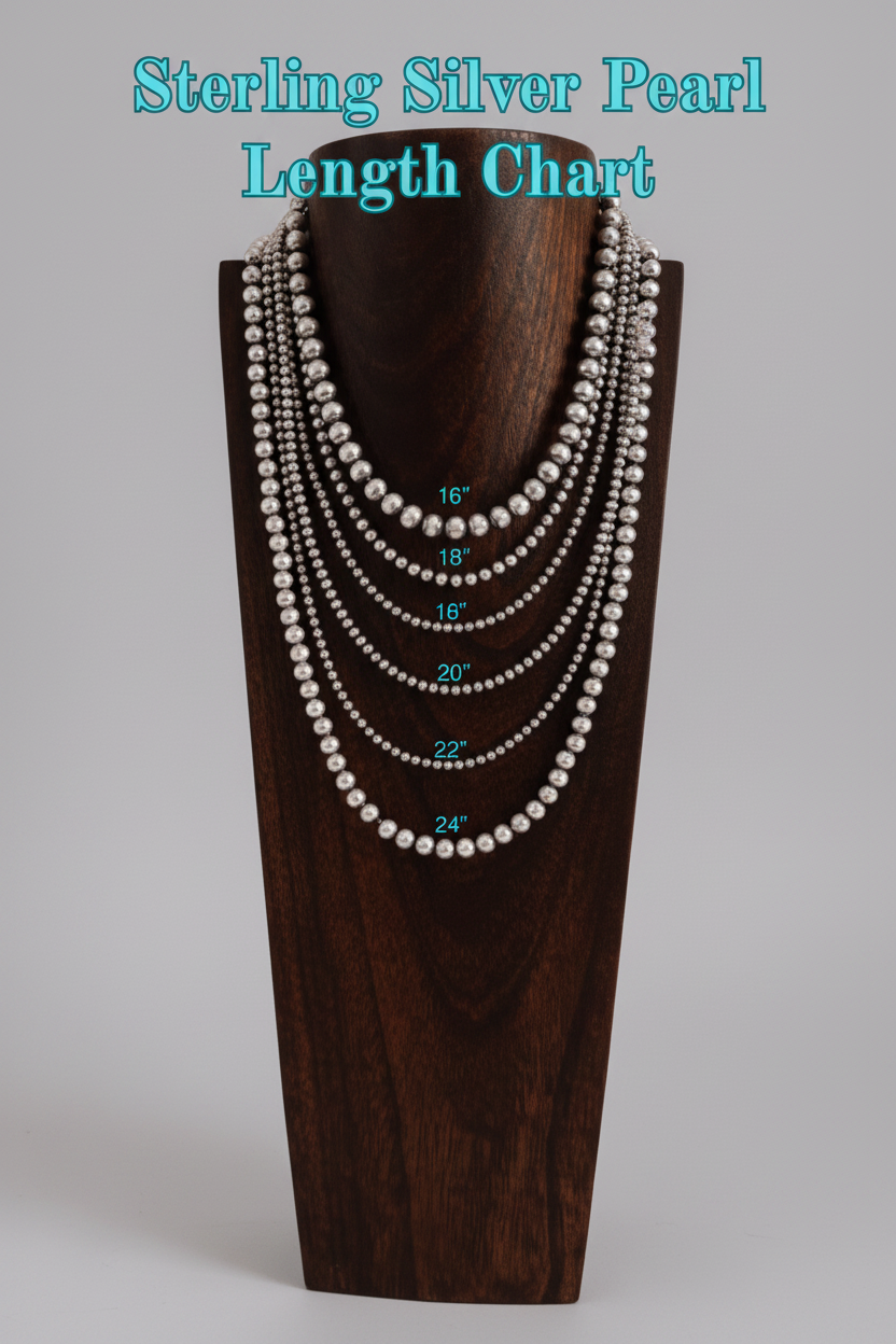 8mm Sterling Silver Pearl Necklace - Various Lengths