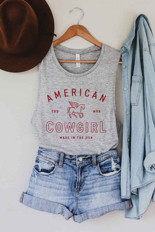 AMERICAN COWGIRL GRAPHIC MUSCLE TANK