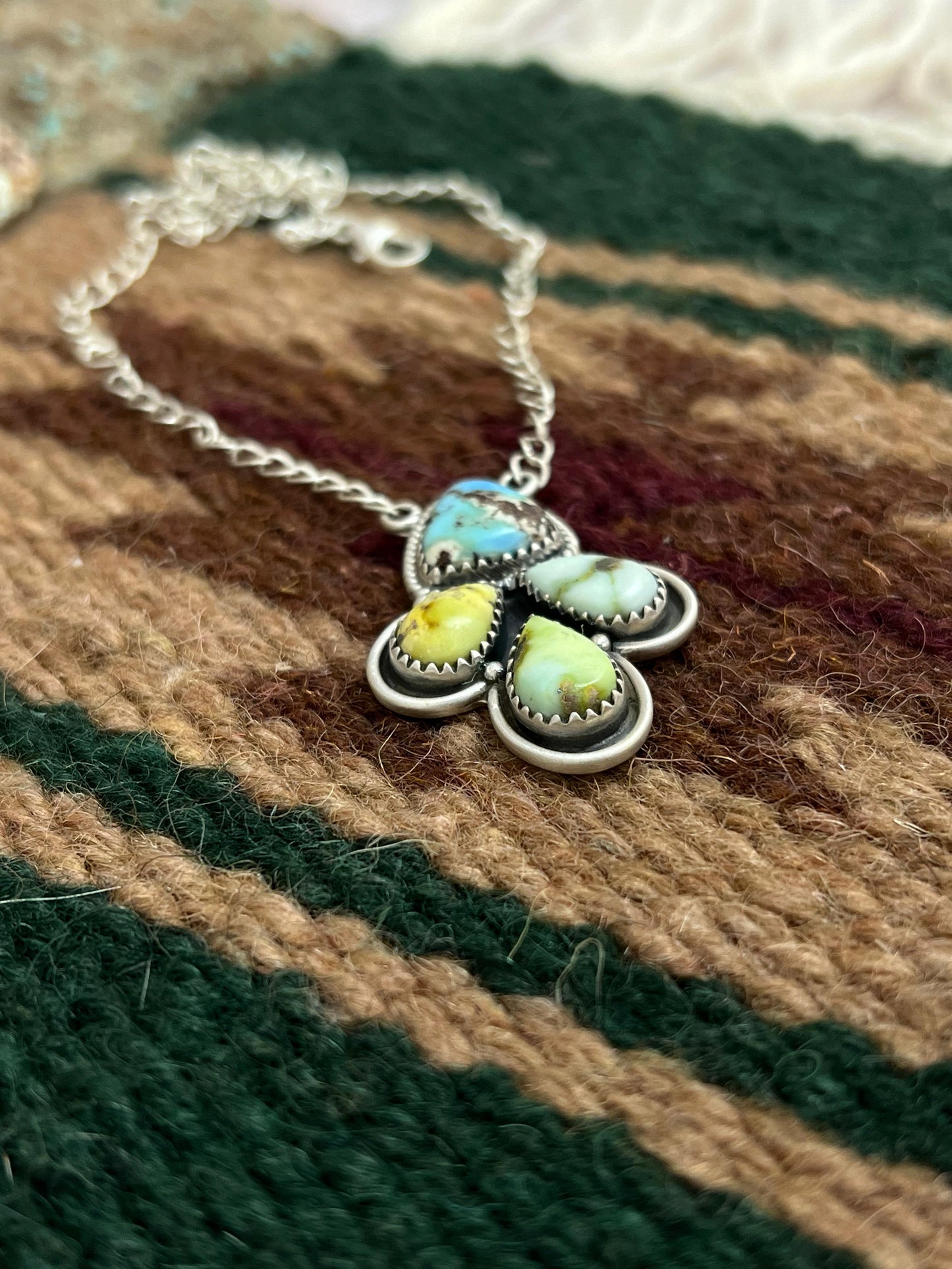 Handmade Sterling Silver Palomino, Golden Hills Turquoise Necklace with Signed Nizhoni