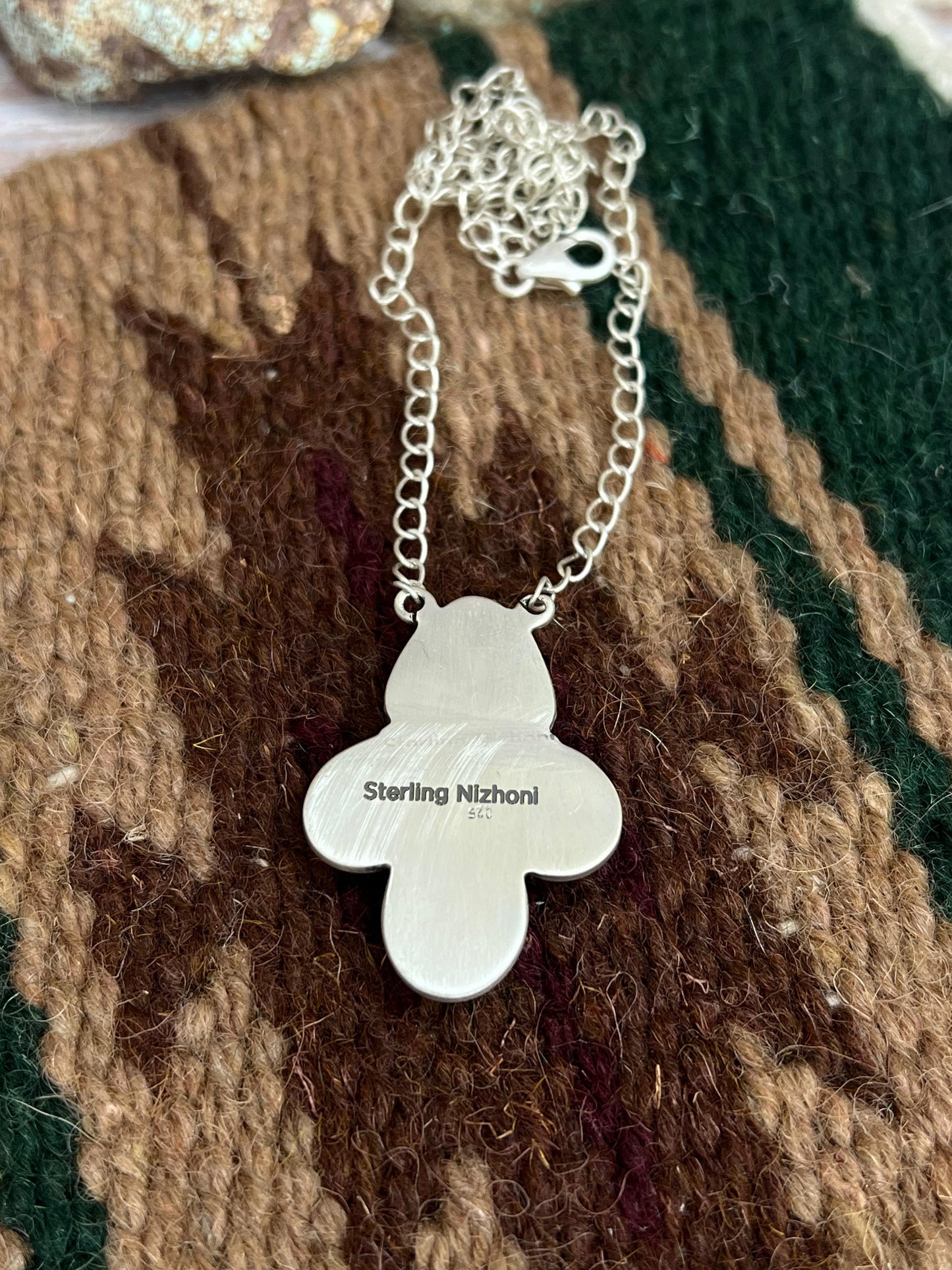Handmade Sterling Silver Palomino, Golden Hills Turquoise Necklace with Signed Nizhoni