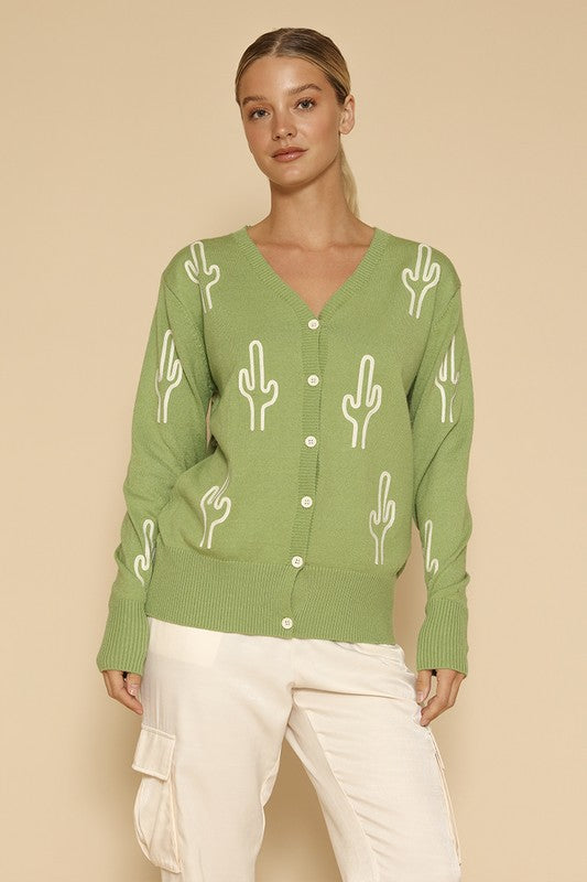 Cactus knit button front cardigan