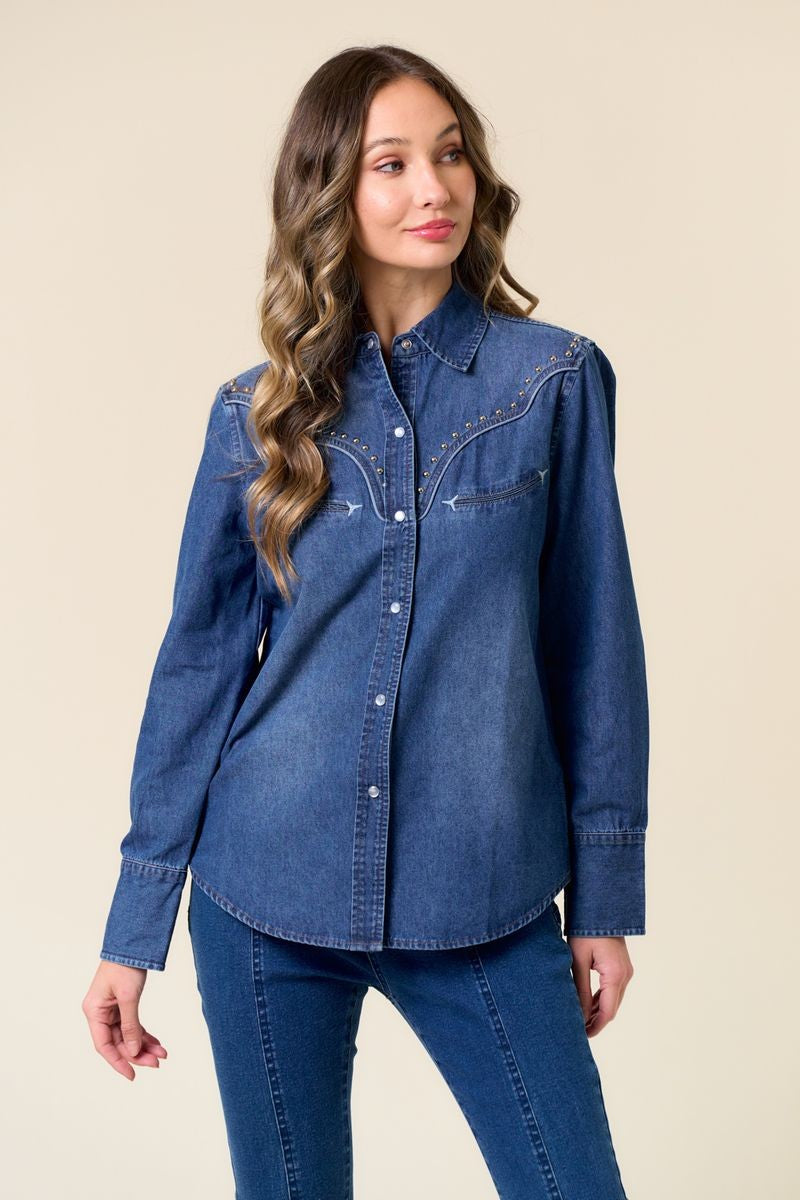 San Angelo Snap Up Denim Top
