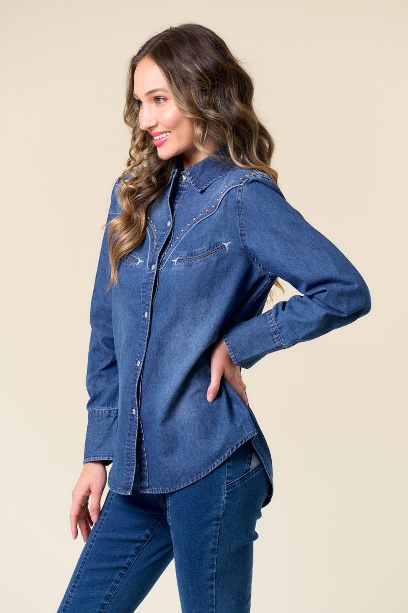 San Angelo Snap Up Denim Top