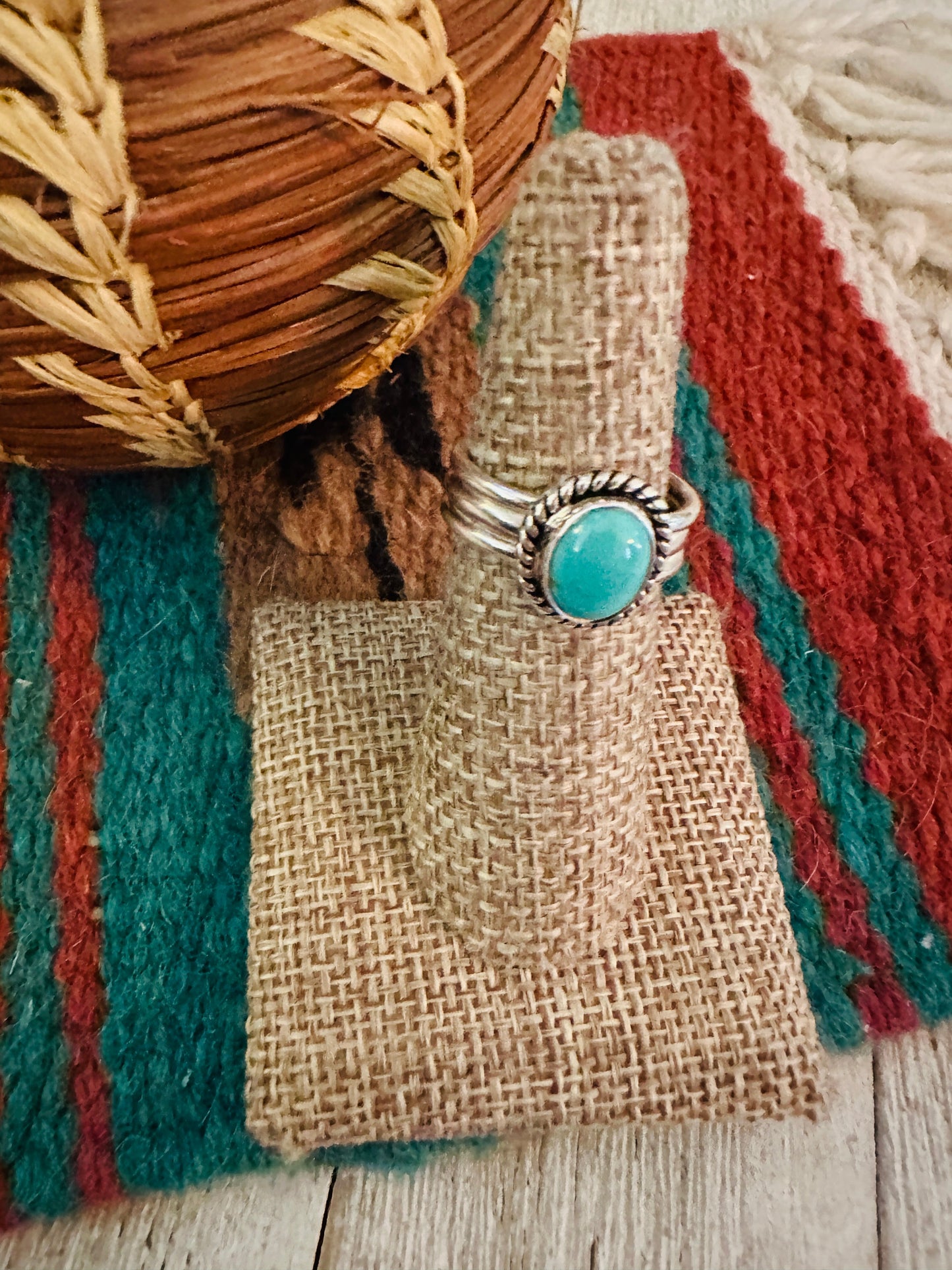 Navajo Sterling Silver & Turquoise Ring Size 6