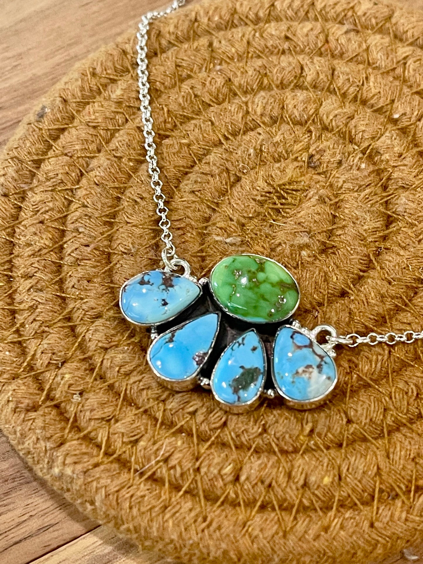 Handcrafted Sterling Silver, Sonoran Mountain Turquoise & Golden Hills Necklace