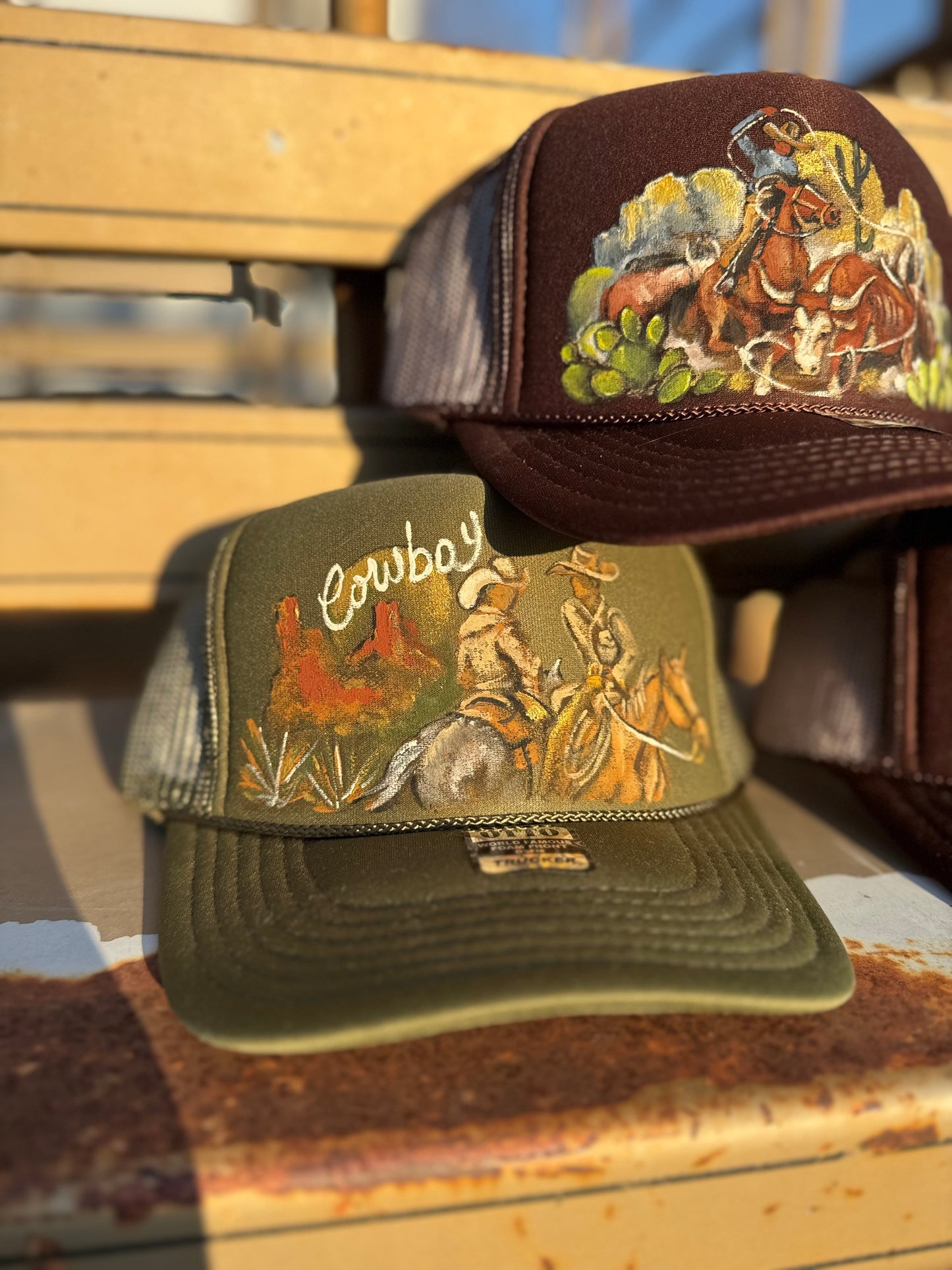 Wild West Hand Painted Trucker Cap