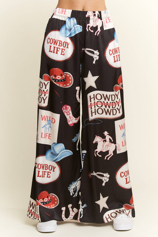 Cowboy Party Pants - Black Curvy Sizes