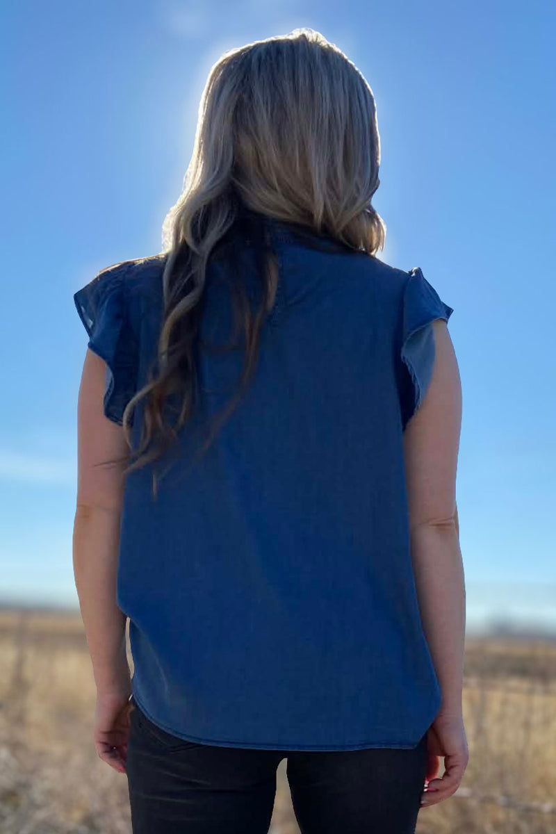 Babydoll Denim Dark Wash Top