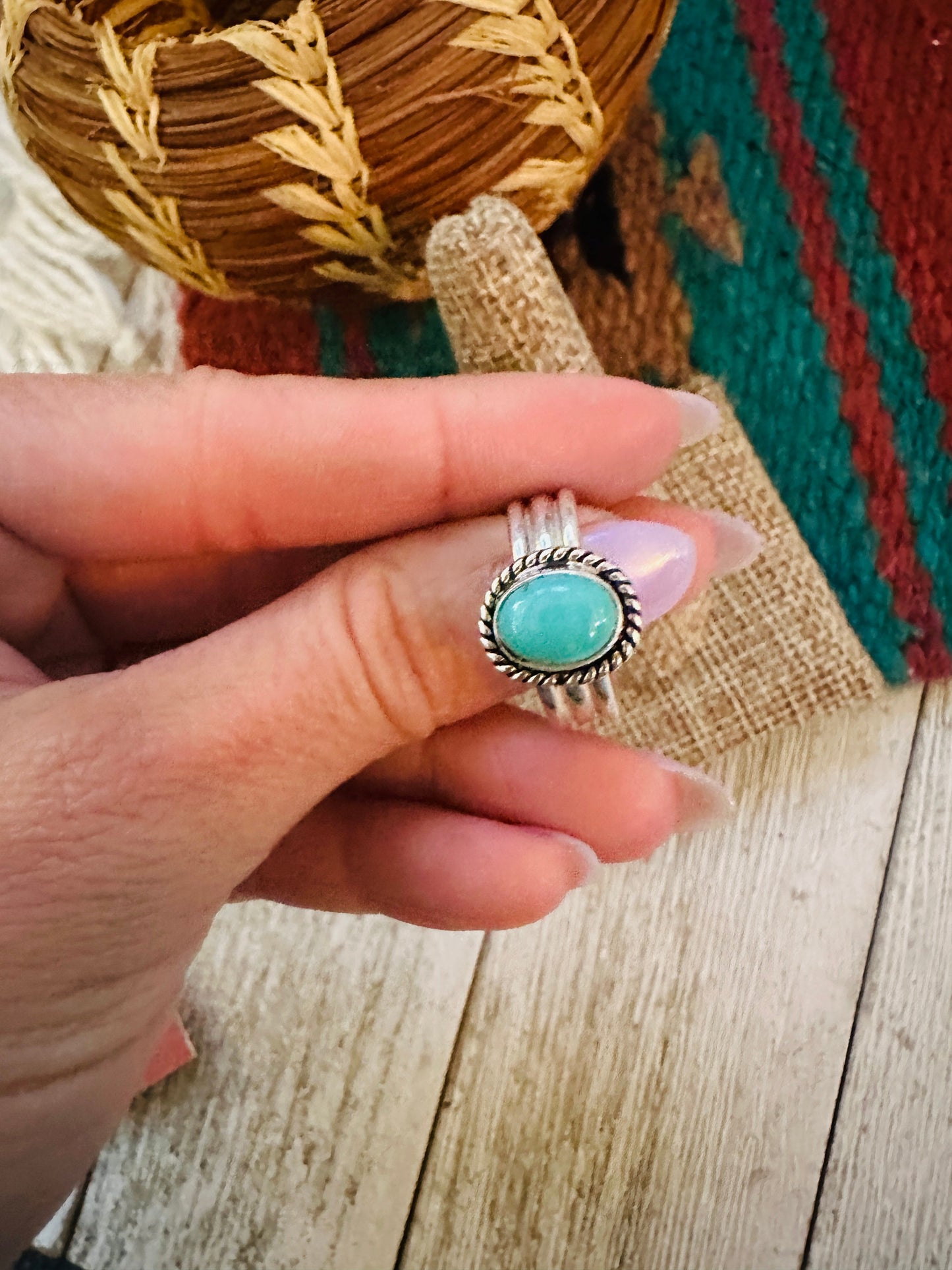 Navajo Sterling Silver & Turquoise Ring Size 6