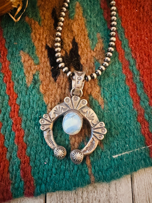 Navajo Sterling Silver & Golden Hills Turquoise Naja Pendant by Kevin Billah