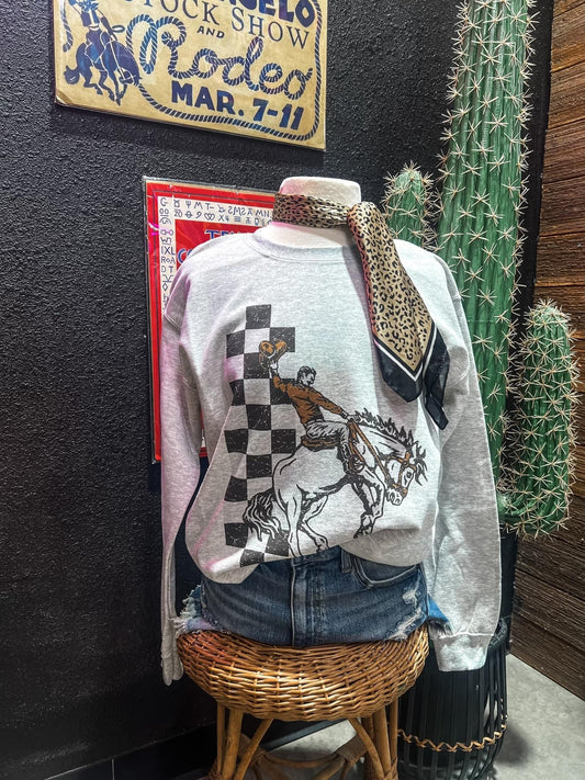 Rodeo Cowboy Checker on Sweatshirt