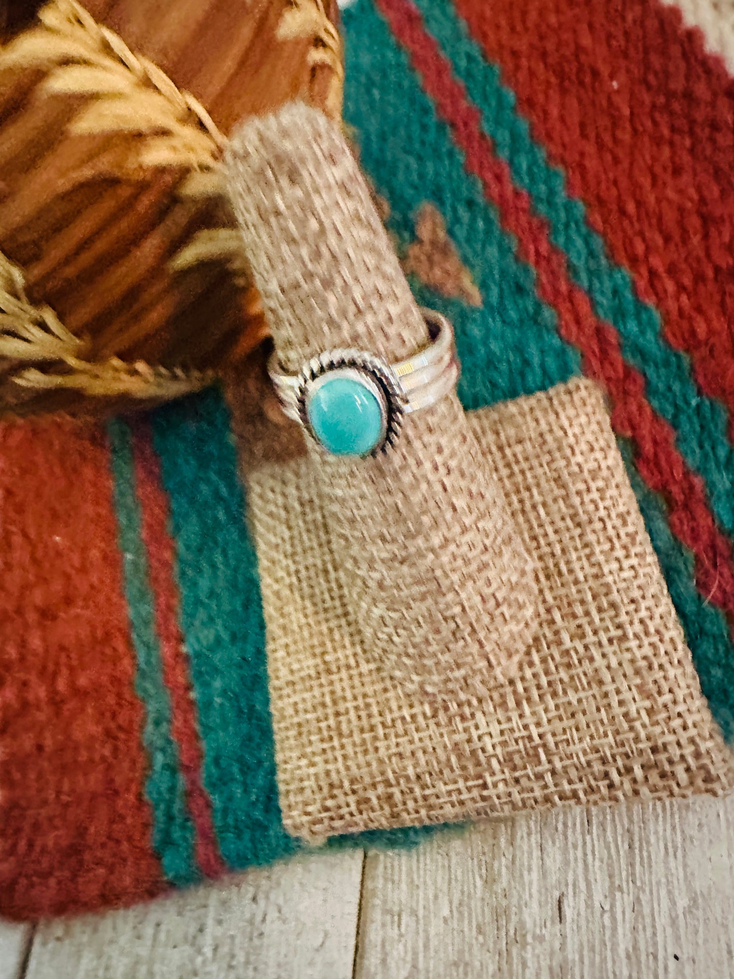 Navajo Sterling Silver & Turquoise Ring Size 6