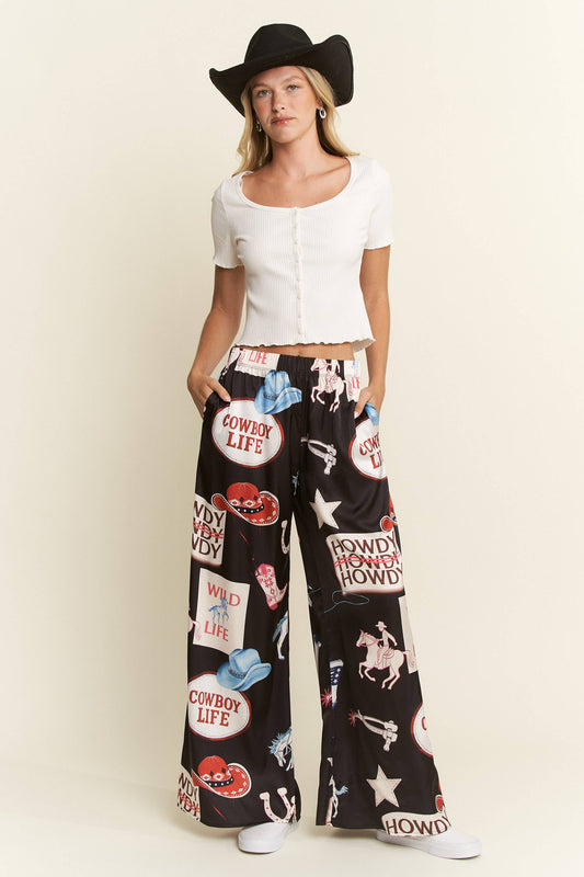 Cowboy Party Pants - Black Curvy Sizes