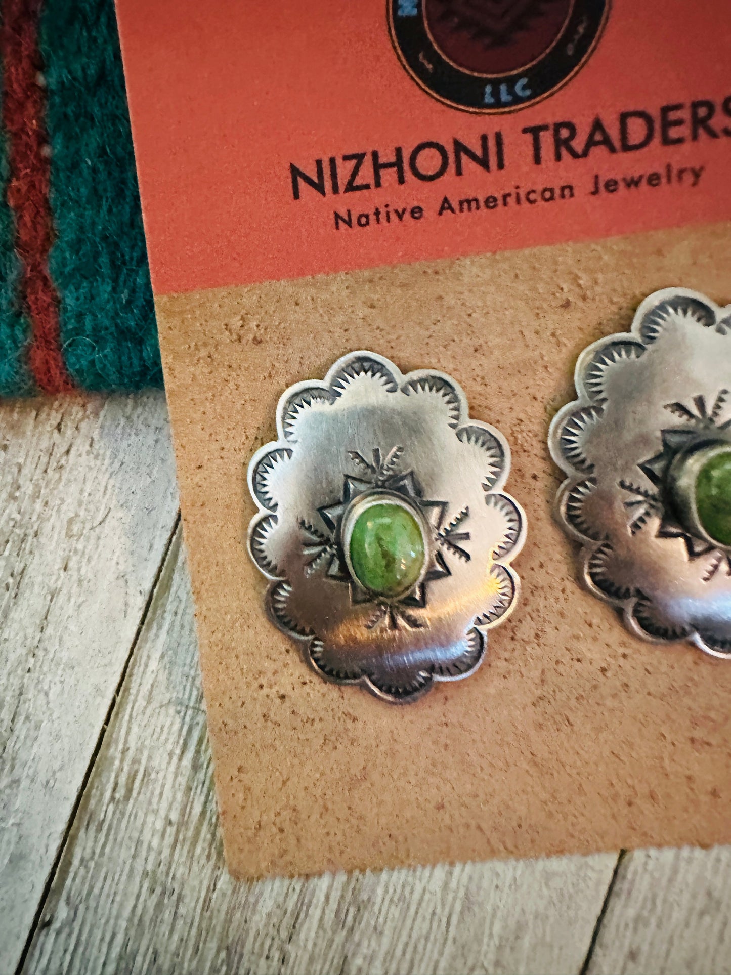 Navajo Turquoise & Sterling Silver Concho Post Earrings