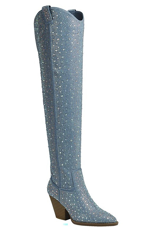 RIVER-21-OVER KNEE,RHINESTONE,WESTERN BOOTS