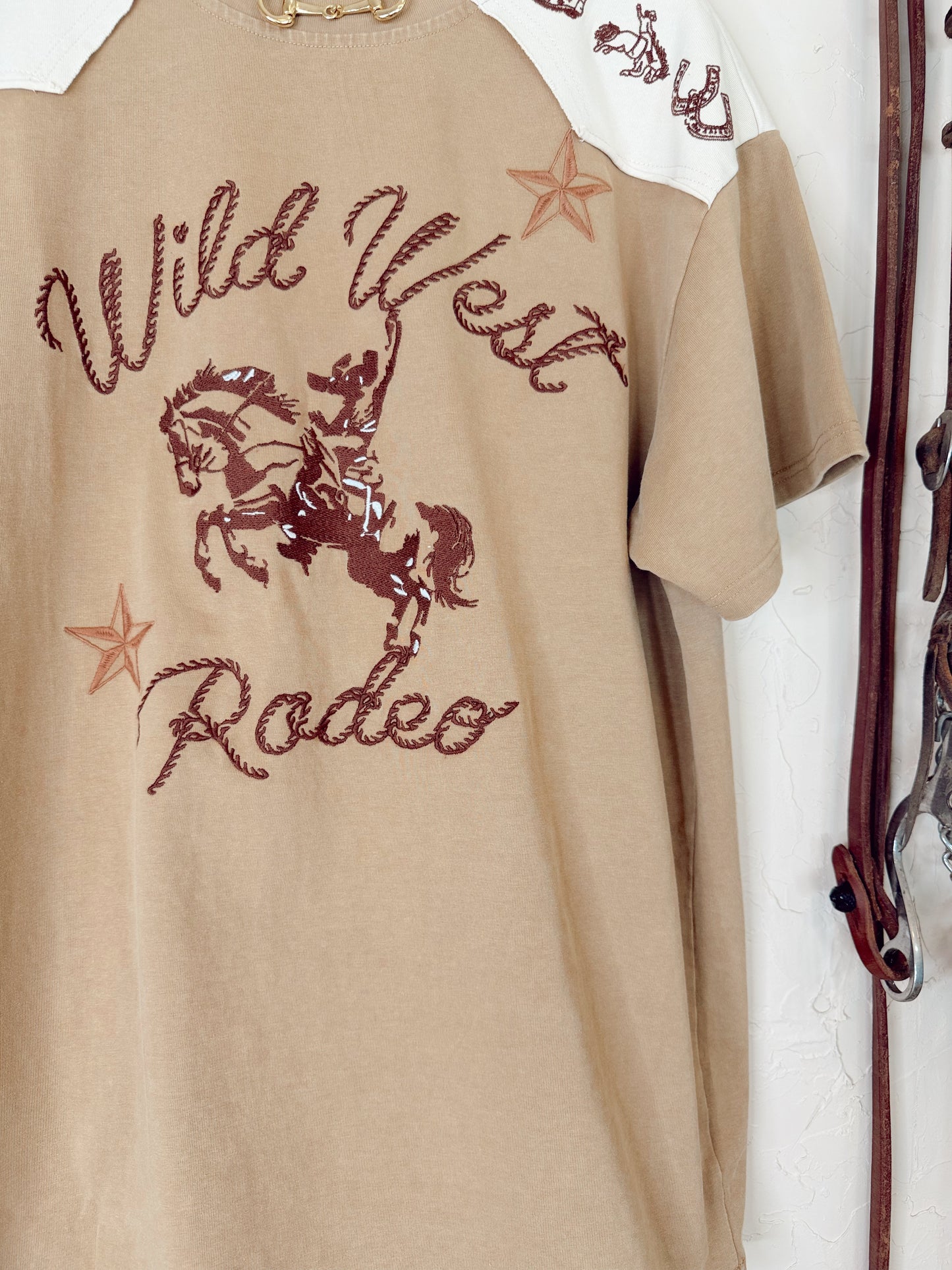 The Wild West Rodeo Embroidered T-Shirt Dress