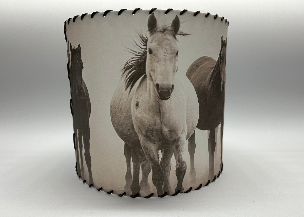 Horses in the Fog Lampshade
