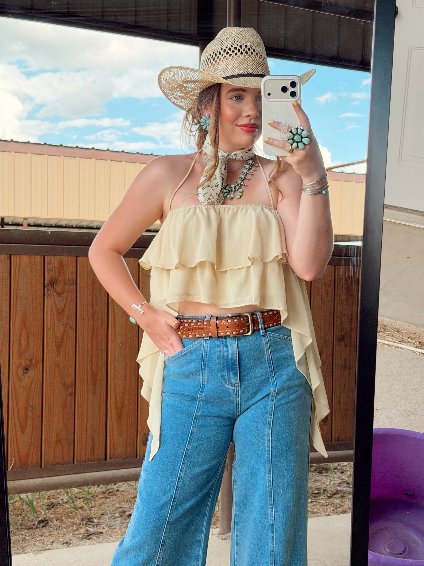 The Bryn Ruffle Halter Top