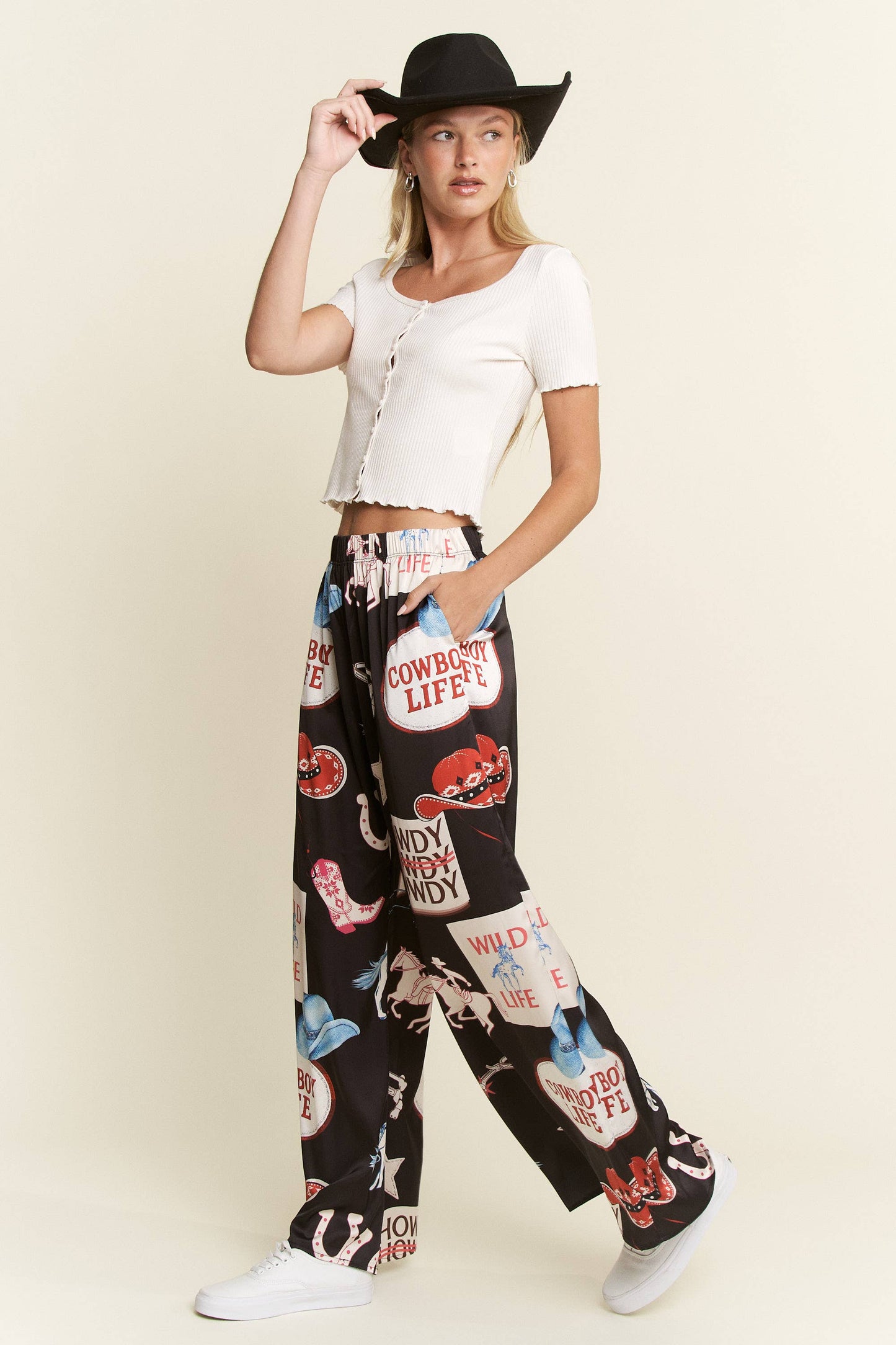 Cowboy Party Pants - Black Curvy Sizes