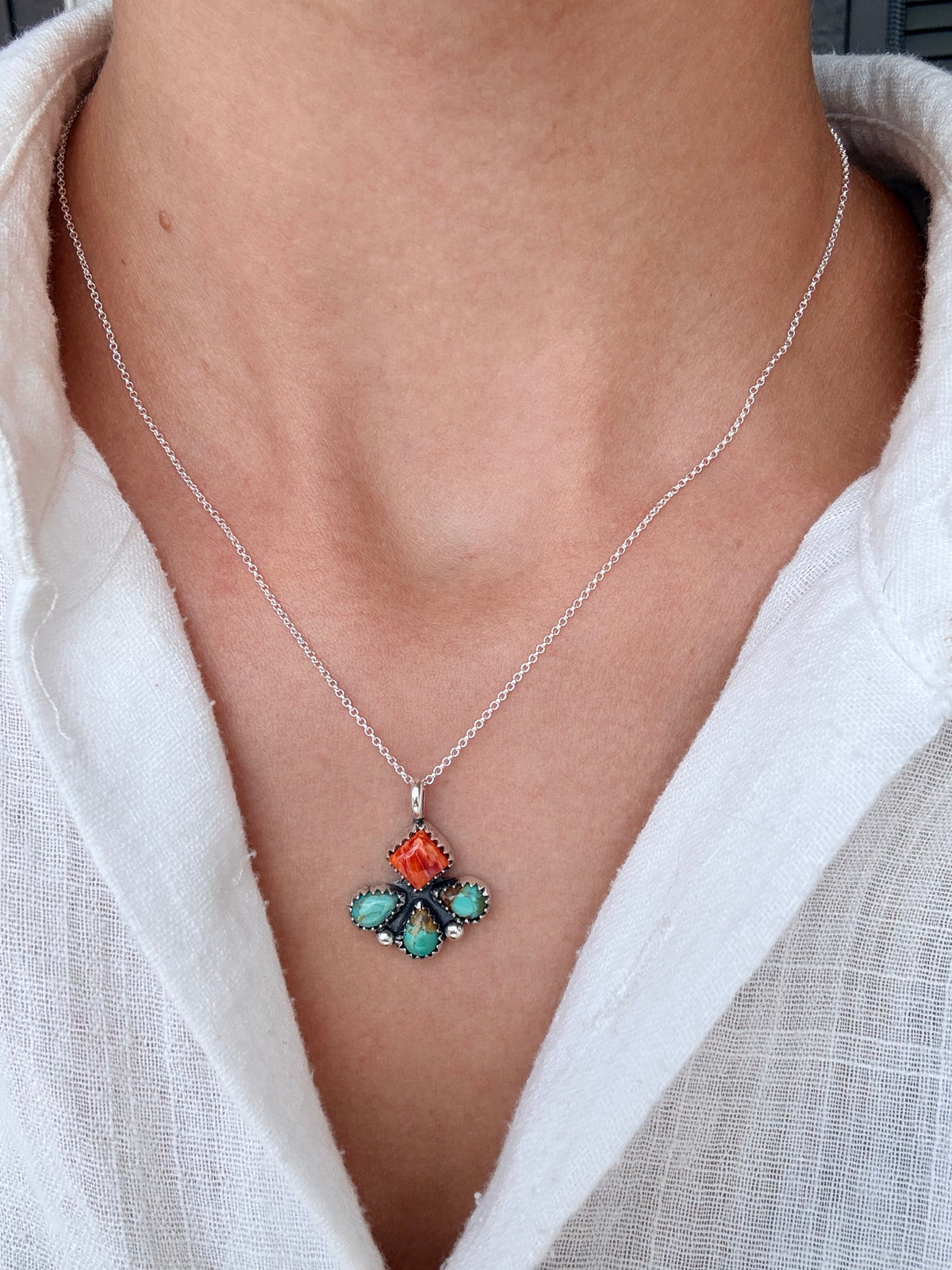 Flint Stone Cluster Necklace