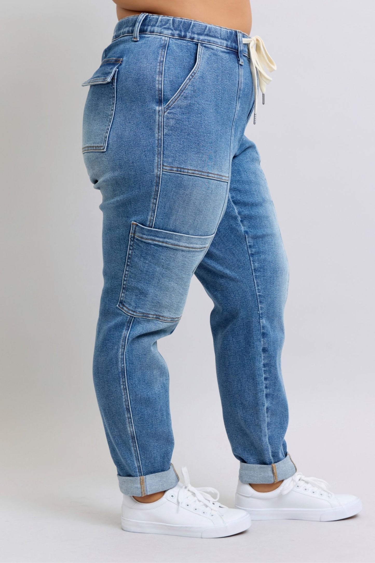 Clayton High Rise Cuffed Cargo Denim Jogger