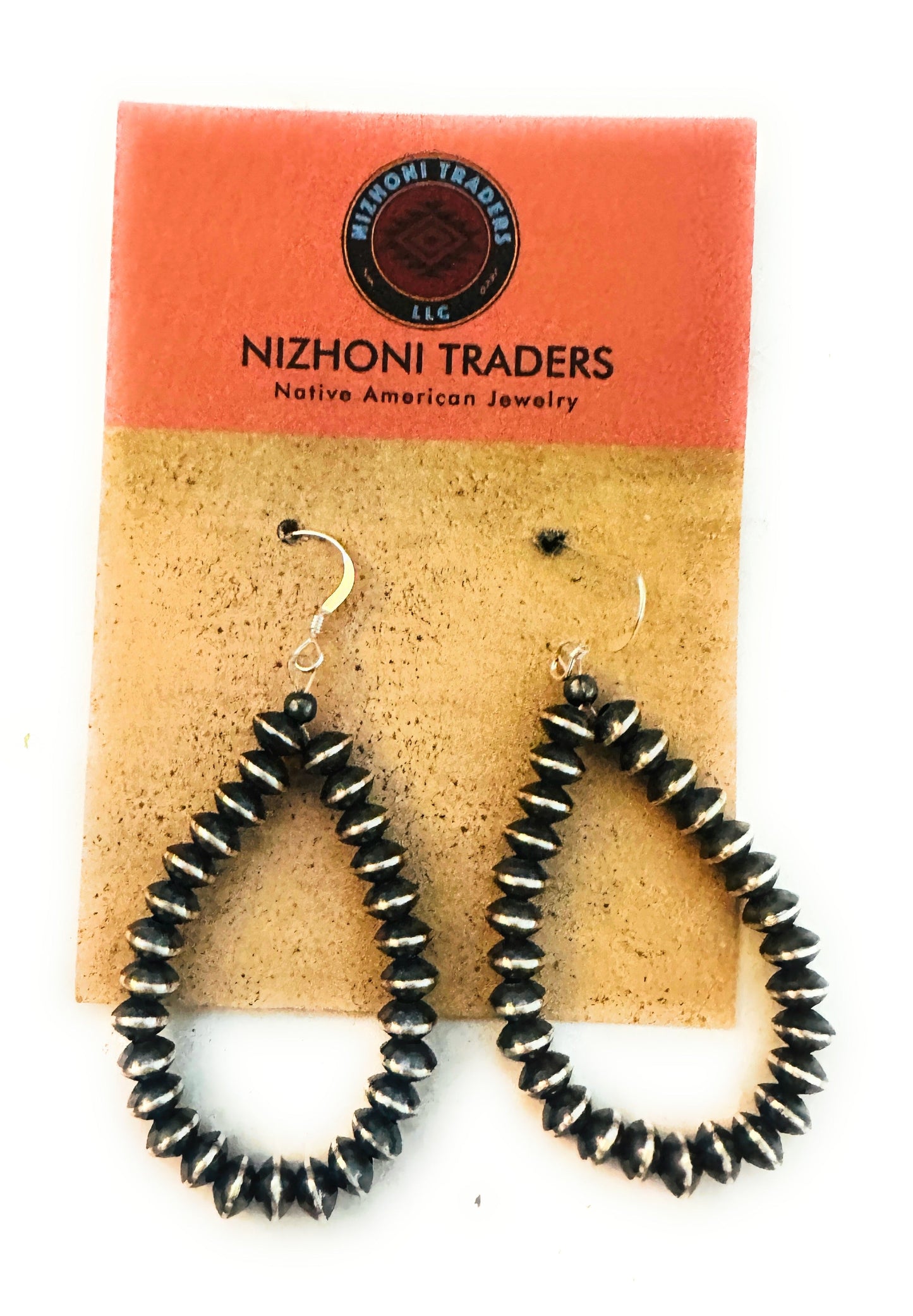 Navajo Sterling Silver Saucer Pearl Dangle Hoop Earrings